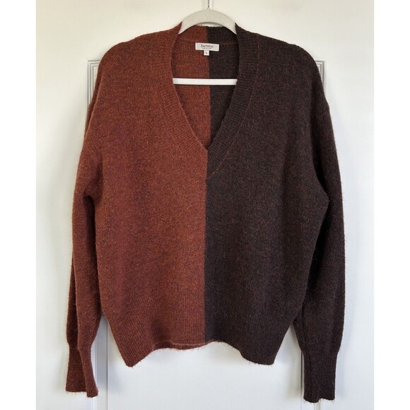 Bartolini Sweater Womens Large Alpaca Wool Blend Two Tone V Neck Made In Italy - Picture 1 of 9